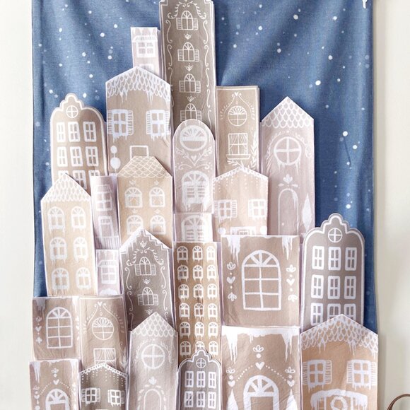 Large Handmade Gingerbread Town Holiday Advent Countdown Pocket Calendar - Picture 14 of 14